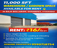 11000sft warehouse godown space available for rent in shamirpet
